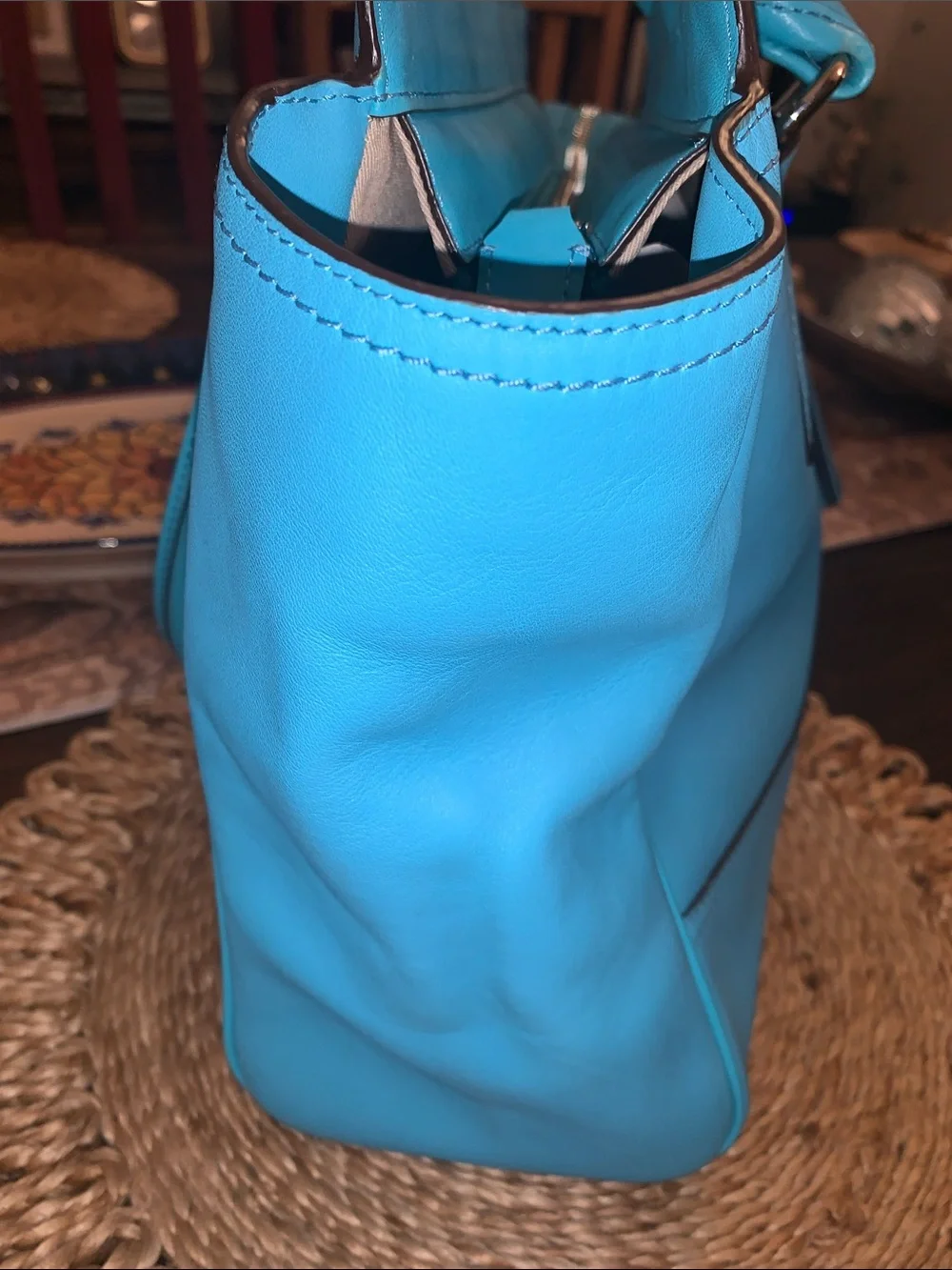 Coach Legacy Candace Caryall Tote Handbag in Robins Egg Blue with COA - Picture 6 of 13